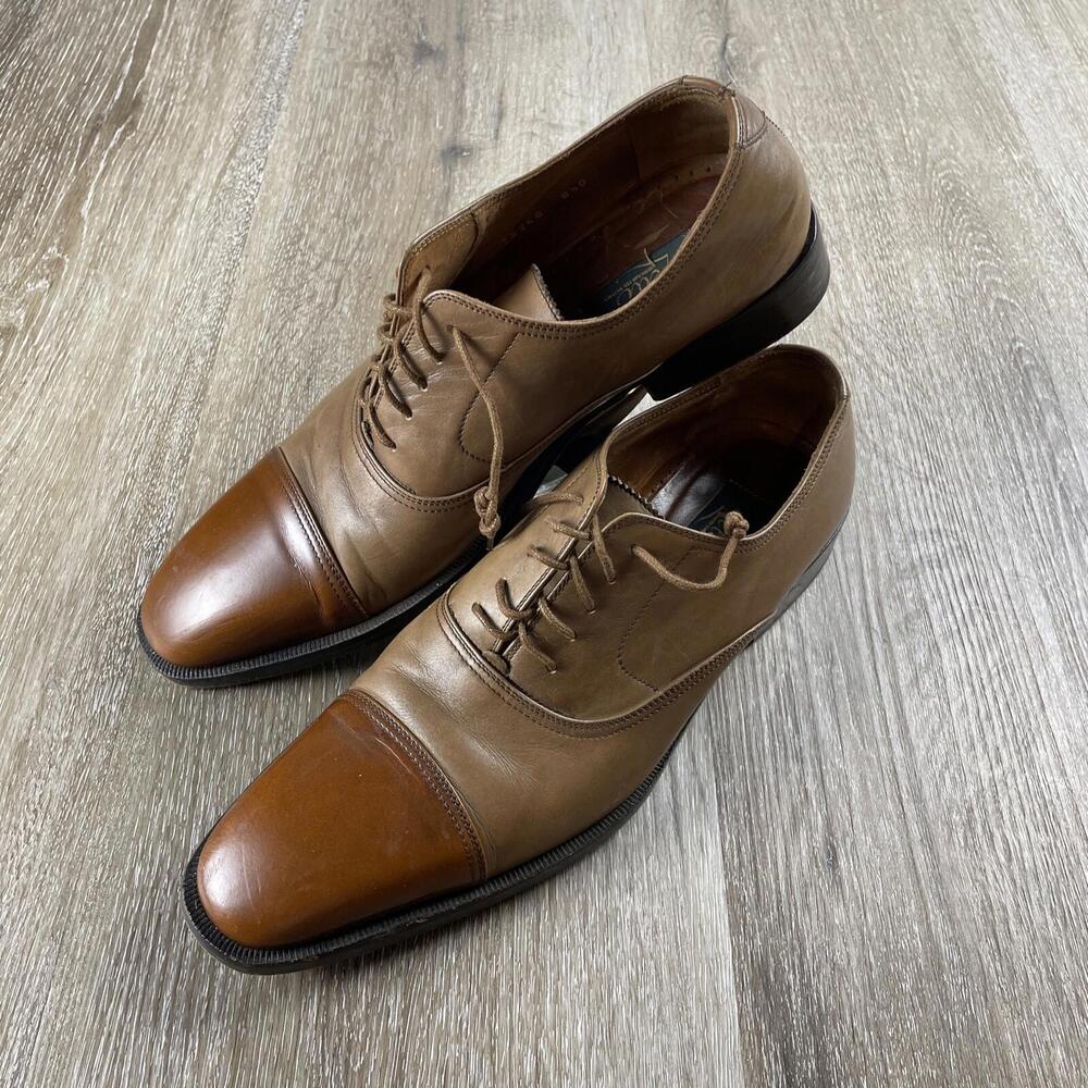 Zelli Cap Toe Oxford Dress Shoe Contrast Rustic Brown Size 8.5D Steampunk